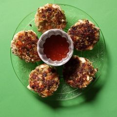 A picture of Chicken, Green Bean & Feta Fritters.