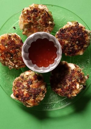 A picture of Chicken, Green Bean & Feta Fritters.