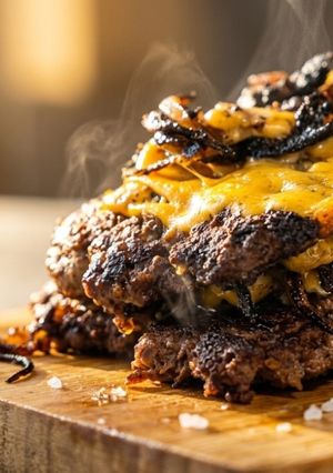 Hamburgerpogácsa legjobb oldala; A 20 perces keto torony érlelt cheddar - al recept fotója
