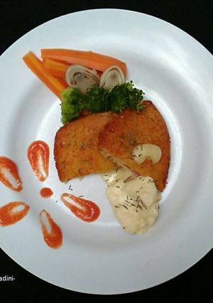 Foto resep Chicken cordon bleu with cheese cream sauce