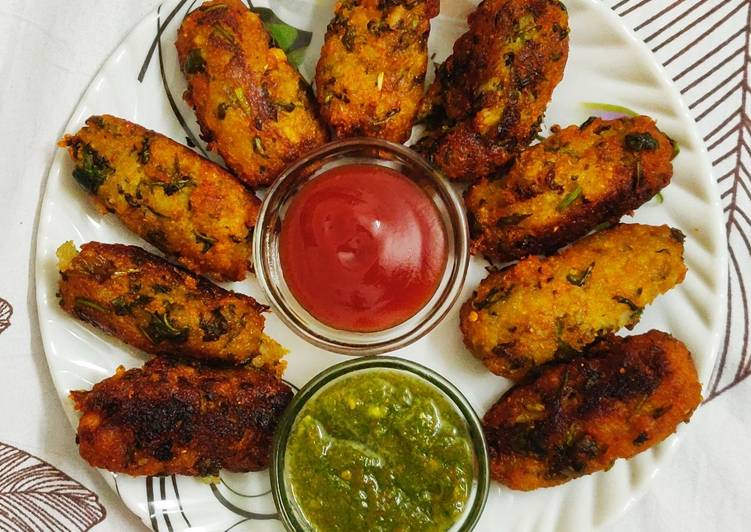 Recipe of Perfect Poha Palak Cutlet