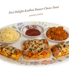 Desi Delight- Kadhai Paneer Cheese Toast A picture of Desi Delight- Kadhai Paneer Cheese Toast.