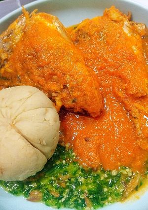 A picture of Cabbage Fufu/ Cabbage Swallow.