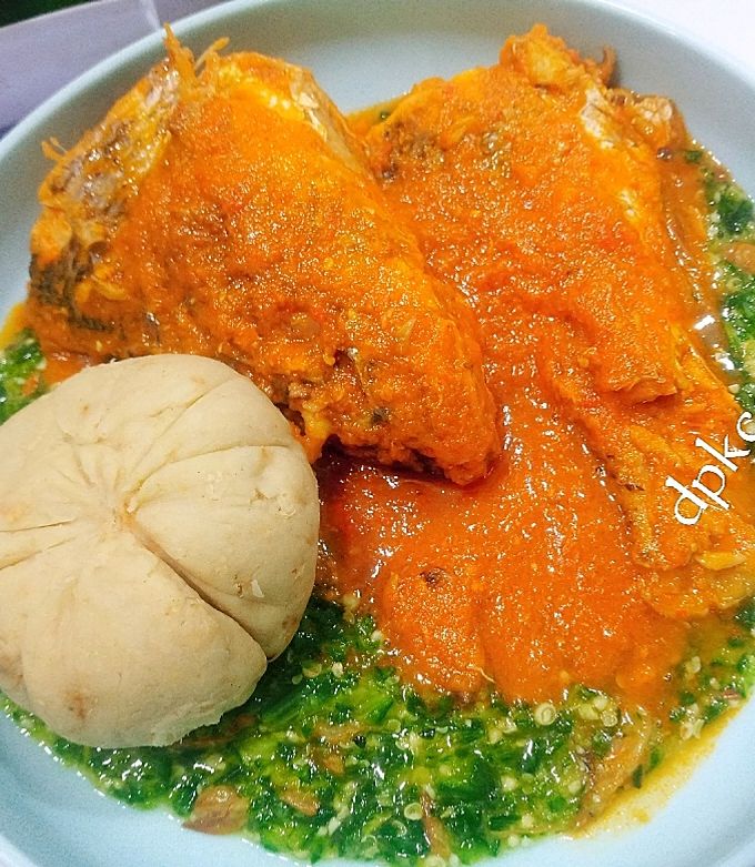A picture of Cabbage Fufu/ Cabbage Swallow.