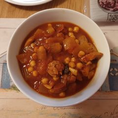 A picture of Chicken and Chorizo Moroccan Stew.