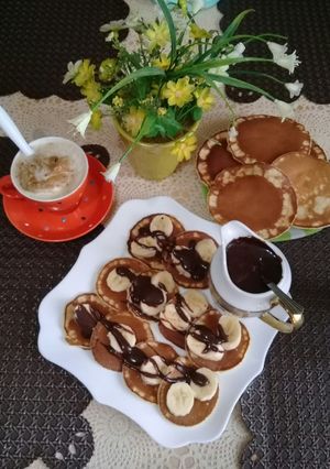 صورة لوصفة بان كيك روعة ☕🍫