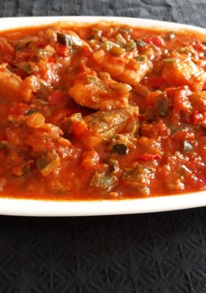 Una foto de Pisto con bacalao