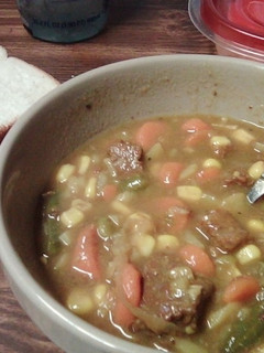 A picture of Left over beef stew.