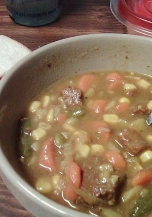 A picture of Left over beef stew.