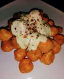 Ñoquis de cáscara de calabaza (sin huevo) con Salsa de Queso