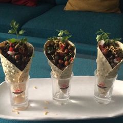 A picture of Masala papad cone chat.