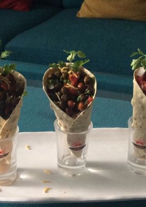 A picture of Masala papad cone chat.