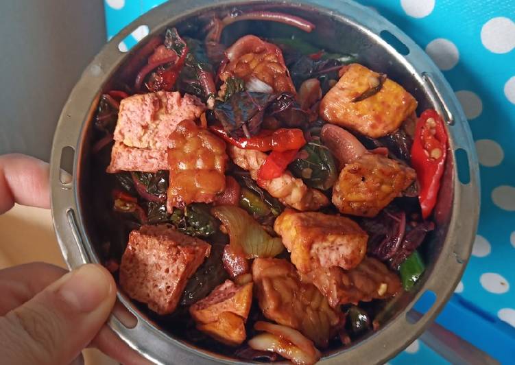 Bayam merah tahu tempe