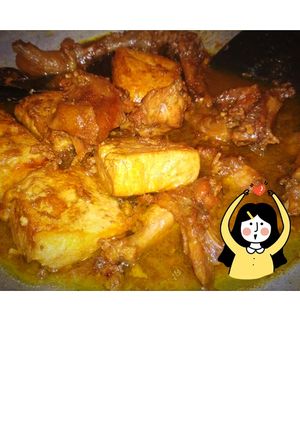 Foto resep Semur ayam tahu dengan santan bubuk