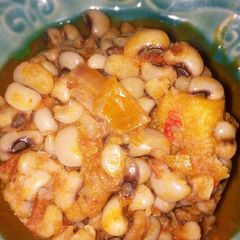 A picture of Beans and plantain porridge (fried peppers method).