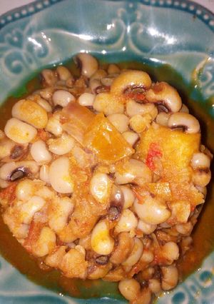 A picture of Beans and plantain porridge (fried peppers method).