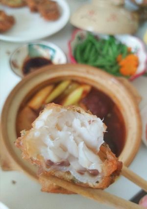 Hình của món CÁ DIÊU HỒNG CHIÊN (VỎ TEMPURA + THÌ LÀ).