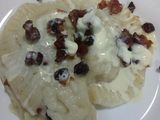 Varenikes de papa con panceta salada