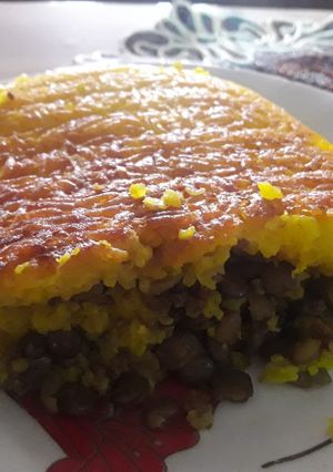 عکسی از دستور ته چین عدس پلو