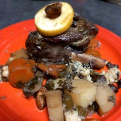 A picture of Greek Lamb Shank potjie.