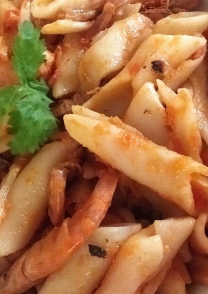 Una foto de Pasta con camarones
