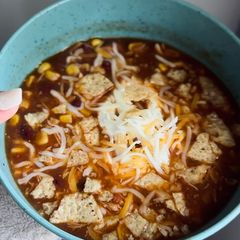 A picture of Slow Cooker Chicken Tortilla Soup.