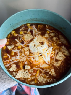 A picture of Slow Cooker Chicken Tortilla Soup.