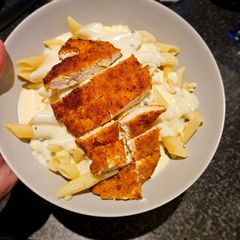 A picture of Crispy Chicken Alfredo Penne Pasta.