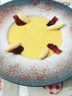 Una foto de Crema de puerro y calabacín