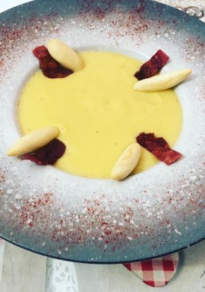 Una foto de Crema de puerro y calabacín