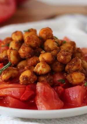 Una foto de Garbanzos Especiados en Ensalada