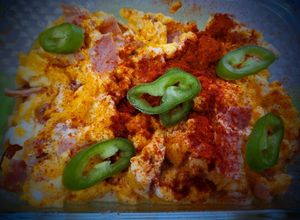 Kötözött combsonkás házi tojásból rántotta 🥩🥚🍞🌶🍅🍽☕️ recept fotója