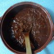 Chicharrón prensado en salsa de chile cascabel y cerveza