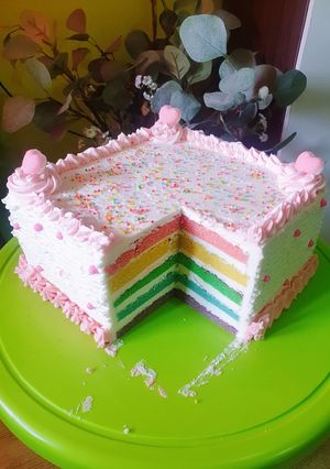 Foto resep Rainbow cake ny.liem (birthday cake)