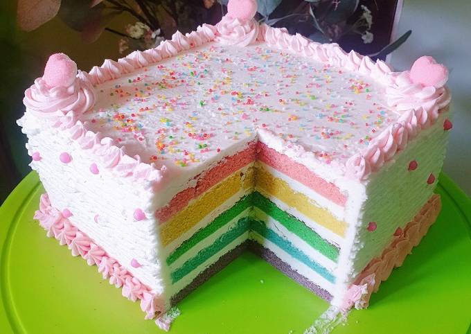 Rainbow cake ny.liem (birthday cake) - cookandrecipe.com
