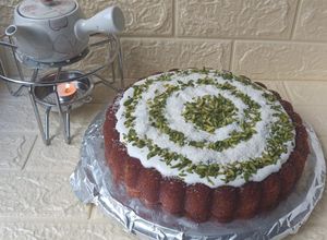 صورة لوصفة كيكة البسبوسة بالقطر وصوص جوز الهند