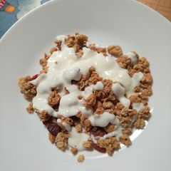 A picture of Granola in yoghurt.