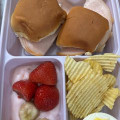 A picture of Turkey & cheese sliders Bento box.