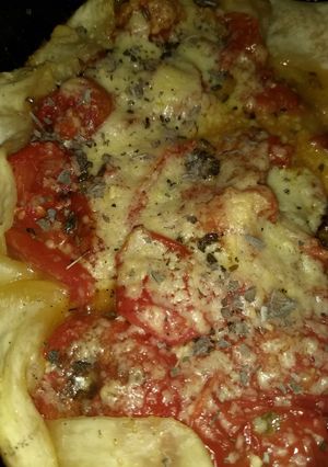 Una foto de Tarta tatin de tomates con mostaza. (Francia)
