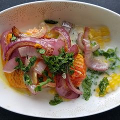 A picture of Turmeric Salmon and Spicy Corn with Coconut.