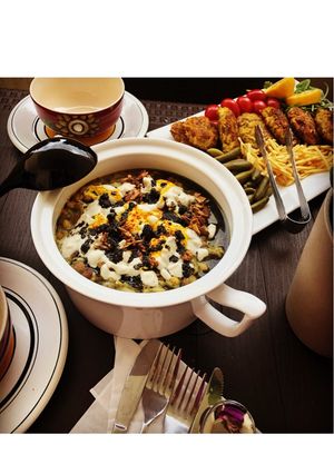 A picture of Ash Reshteh with Kashk (Persian Noodle & Bean Soup).