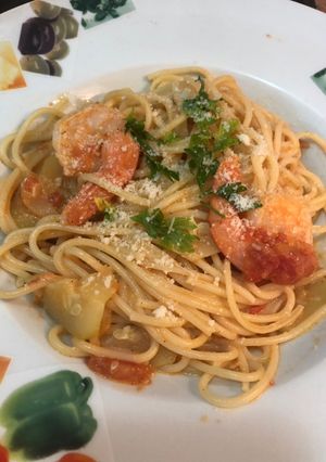 Spagetti rákocskákkal olaszosan recept fotója