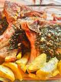 COSTILLAS DE CERDO CON CHIMICHURRI CAMPESTRE Y BATATAS FRITAS 🤩👏🤗