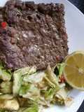Beef Kofta with Shredded Bell Pepper and Onion