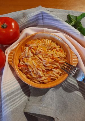 Φωτογραφία της συνταγής Κριθαράκι με λαχανικά και φρέσκια ντομάτα