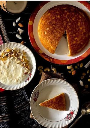 A picture of Poda pitha or burnt pitha is a slow cook pitha made from black gram fermented rice.