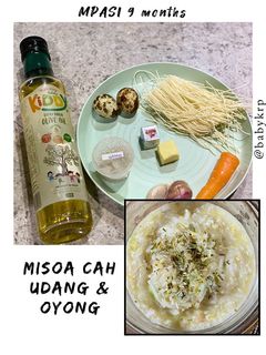 Foto resep Mpasi 9 bulan: misoa cah udang dan oyong