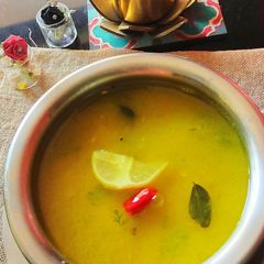 A picture of Lemon Rasam with Ghee Tadka.