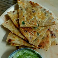 A picture of Paneer stuffed parathas.