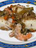 Merluza con salsa de vermouth rojo